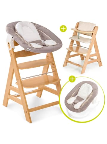 Hauck Alpha Plus Natur Newborn Set - 4-tlg. Hochstuhl in beige