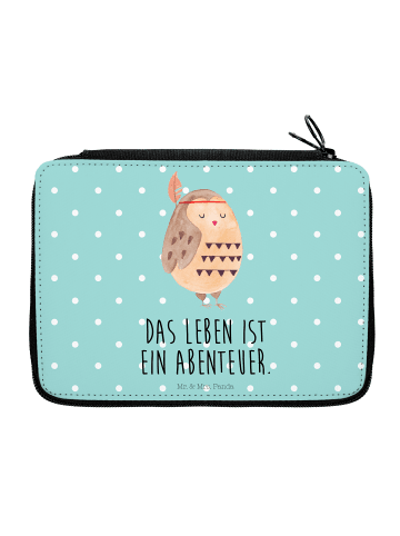 Mr. & Mrs. Panda Federmäppchen Eule Federschmuck mit Spruch in Türkis Pastell