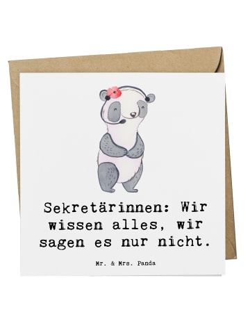 Mr. & Mrs. Panda Klappkarte Sekretärin Geheimnisträgerin mit Spruch in Weiß