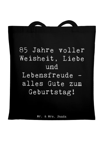Mr. & Mrs. Panda Tragetasche Spruch 85. Geburtstag Weise mit Spruch in Schwarz