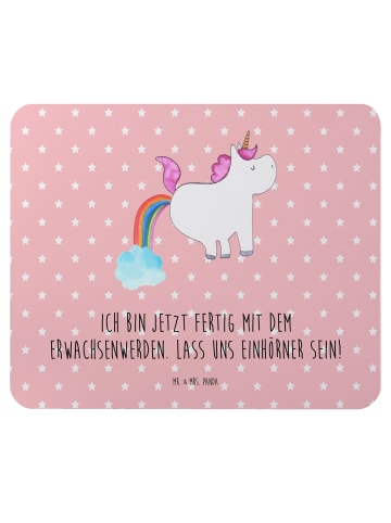 Mr. & Mrs. Panda Mauspad Einhorn Pupsen mit Spruch in Rot Pastell