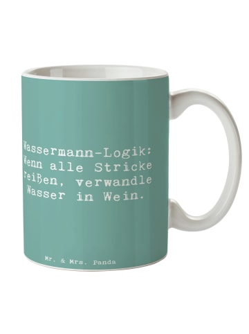Mr. & Mrs. Panda Henkelbecher Spruch Wassermann Logik mit Spruch in Meeresbrise