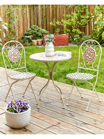 Beliani 2er-Set Esszimmerstuhl SPELLO in Weiß/Rot/Grau