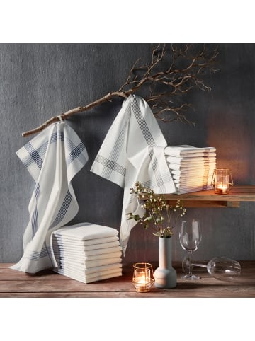 Erwin Müller Jacquard, Halbleinen, Leinen / Halbleinen Geschirrtuch 10er-Pack in blau