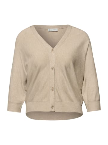 Street One V-Neck Button Up Cardigan in Cotton Beige Mel.