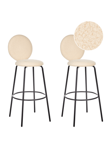 Beliani 2er-Set Barhocker EMERY in Beige/Schwarz