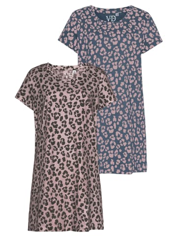 VIVANCE DREAMS Sleepshirt in mauve-dunkles anthrazitblau gemustert