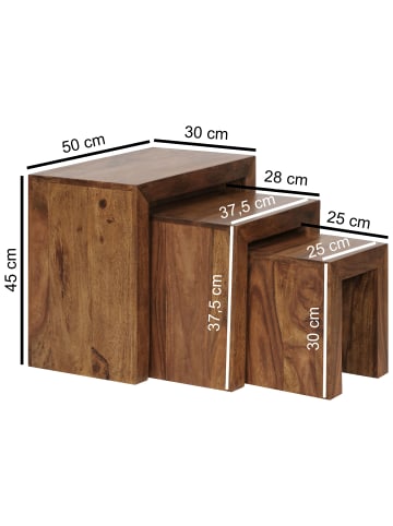 FineBuy Beistelltisch in Braun / Sheesham / 30x50x45