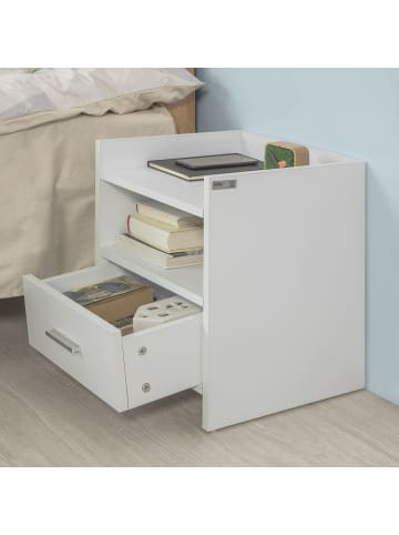 SoBuy Nachttisch in Weiß - (B)38 x (H)45 x (T)35 cm