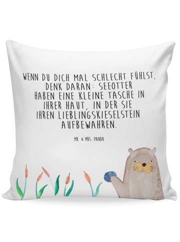 Mr. & Mrs. Panda Kissen 40x40 Otter Stein mit Spruch in Weiß