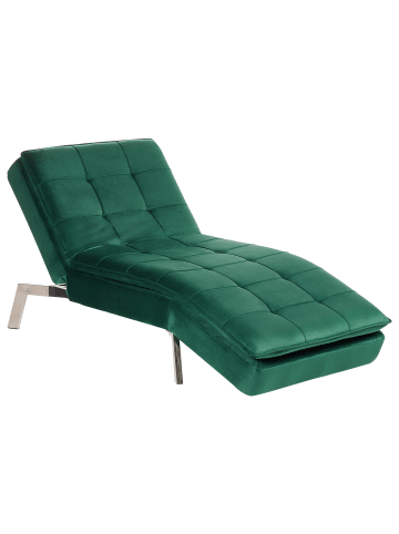 Beliani Chaiselongue LOIRET in Grün/Silber - (W) 179 x (H) 93 x (L) 76 cm symmetrisch