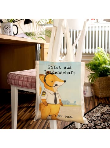 Mr. & Mrs. Panda Stoffbeutel Pilot Leidenschaft Design mit Spruch in Weiß