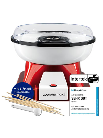 Gourmet Maxx Zuckerwatte-Maschine 500W rot/weiß  Weiß