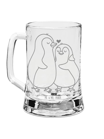 Mr. & Mrs. Panda Gravur Bierkrug Pinguine Einschlafen ohne Spruch in Transparent
