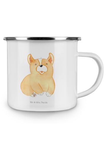 Mr. & Mrs. Panda Emaille Tasse Corgie ohne Spruch in Weiß