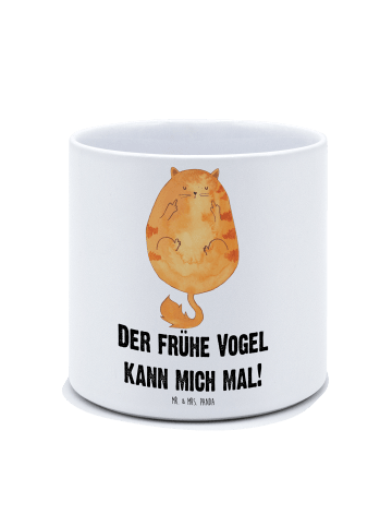 Mr. & Mrs. Panda Blumentopf Katze Frühaufsteher mit Spruch in Weiß