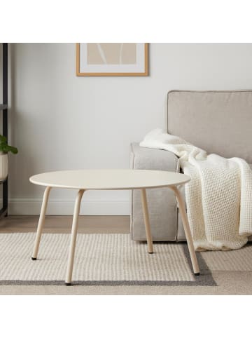 PROGARDEN Runder Stahl-Terrassentisch RONDO in Beige, Ø 70 x (H) 40 cm