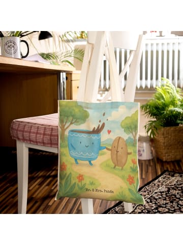 Mr. & Mrs. Panda Tote Bag Kaffee Bohne Design ohne Spruch in Weiß