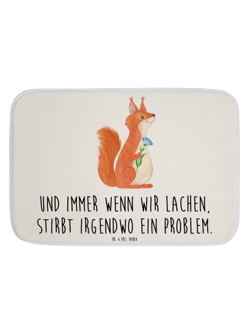 Mr. & Mrs. Panda Badezimmerteppich Eichhörnchen Blume mit Spruch in Weiß