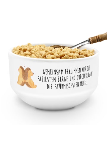 Mr. & Mrs. Panda Obstschale Igel händchenhaltend mit Spruch in Weiß