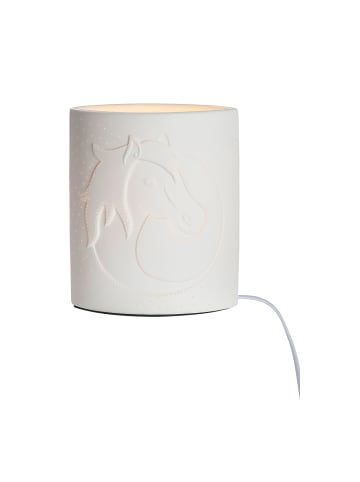 GILDE Porzellan Lampe "Pferdekopf" in Weiß - H. 20 cm - B. 17 cm