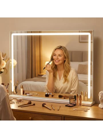 COSTWAY 80 x 60 cm LED Spiegel in Weiß