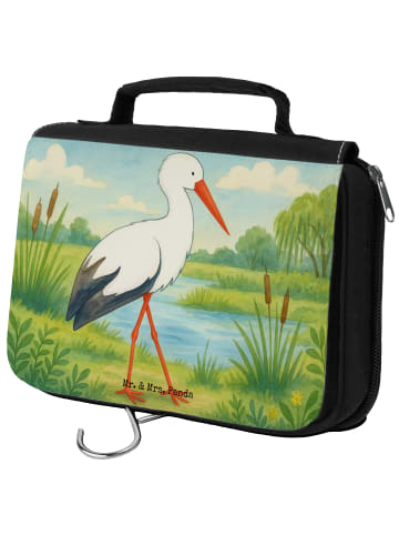 Mr. & Mrs. Panda Kosmetiktasche Storch Design ohne Spruch in Weiß