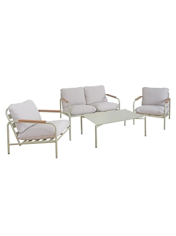 MCW Aluminium-Gartengarnitur O11, Hellgrün Polster beige