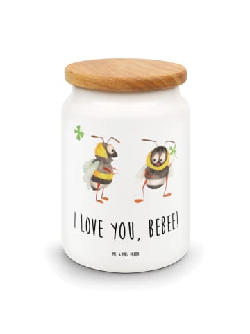 Mr. & Mrs. Panda Keksdose Bienen Paar mit Spruch in Weiß