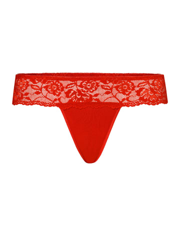 Teyli Damen Tanga mit floraler Spitze Comfo in rot