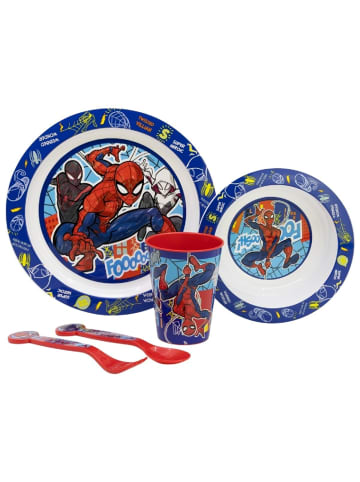 COFI 1453 Spiderman Teller-Set Mikrowellengeeignet 5-teiliges Kindergeschirr in Mehrfarbig