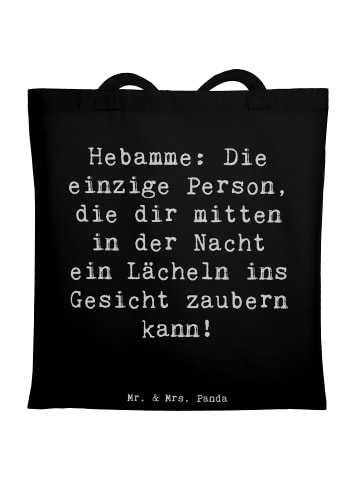 Mr. & Mrs. Panda Strandtasche Spruch Hebamme Lächeln mit Spruch in Schwarz