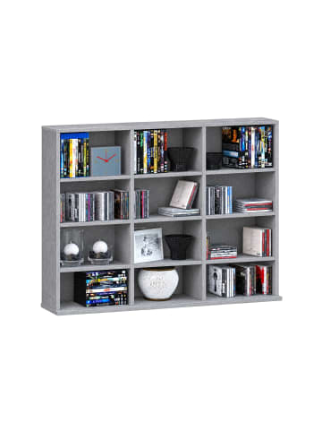 VCM Holz CD DVD Standregal Bücherregal Regal Megosa L in Beton-Optik