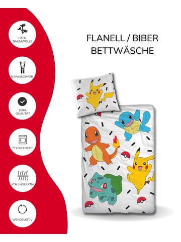 MTOnlinehandel Bettwäsche Flanell "Pokemon Pikachu & Friends" in Bunt