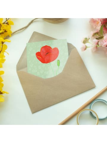 Mr. & Mrs. Panda neujahrskarte Blume Mohnblume ohne Spruch in Blattgrün