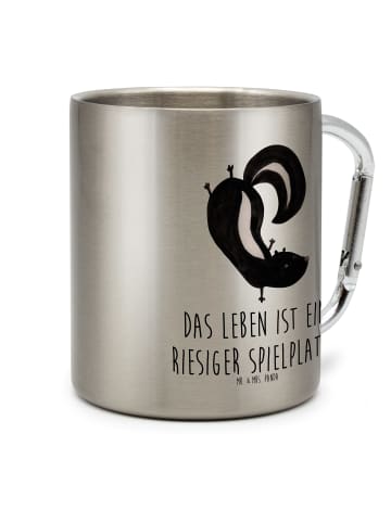 Mr. & Mrs. Panda Kaffeebecher Stinktier Handstand mit Spruch in Silber