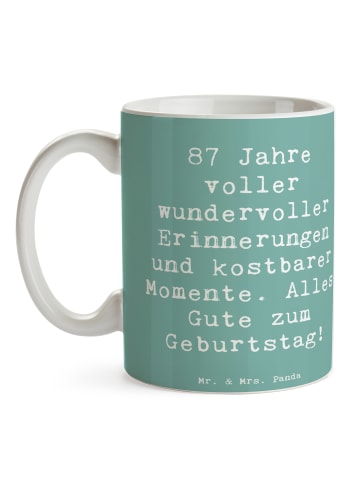 Mr. & Mrs. Panda Kaffeebecher Spruch 87. Geburtstag Freude mit S... in Meeresbrise