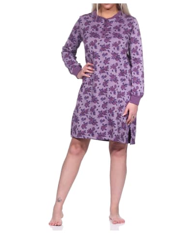 NORMANN Frottee Nachthemd langarm Bündchen - 76266 in beere