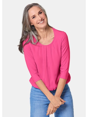 GOLDNER Blusenshirt Chiffon-Shirt mit 3/4-Arm, Rundhals in pink