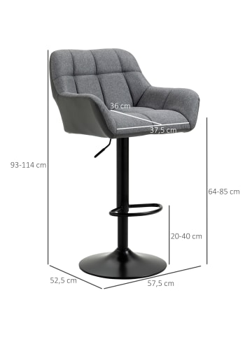 HOMCOM Barhocker-57,5L x 52,5B x 93-114H cm-Grau