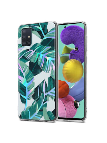 cadorabo Hülle für Samsung Galaxy A51 4G / M40s Blumen Muster in BANANENBLÄTTER