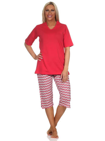 NORMANN Capri Pyjama Capri Shorts Schlafanzug EthnoStyle in rot