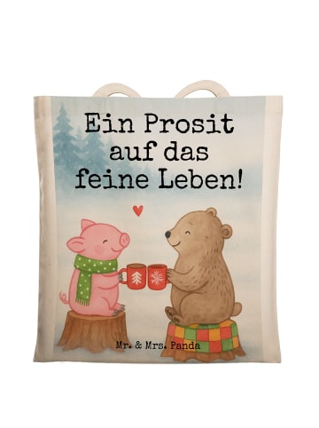 Mr. & Mrs. Panda Tragetasche Glühschwein Sause Design mit Spruch in Weiß