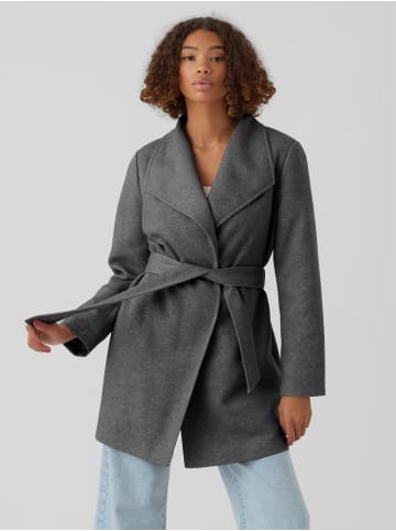 Vero Moda Eleganter Kurz Mantel mit Bindegürtel Legere Winterjacke in Grau