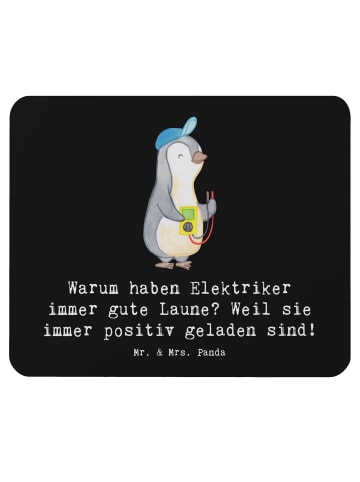 Mr. & Mrs. Panda Mauspad Positiver Elektriker mit Spruch in Schwarz