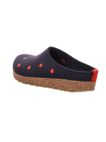 HAFLINGER Pantoffeln Grizzly Cuoricini in mittelblau