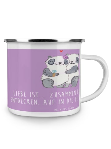 Mr. & Mrs. Panda Campingbecher Liebe Flitterwochen mit Spruch in Lavendeltraum