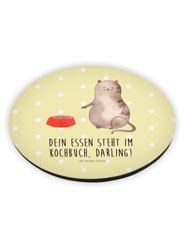 Mr. & Mrs. Panda magnet Katze Fressen mit Spruch in Gelb Pastell