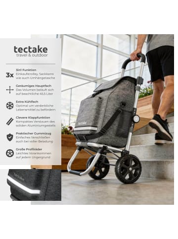 tectake Tragtrolley 3-in-1 Inkl. Kühltasche und leichtgängige Profilräder