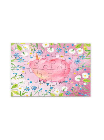 Mr. & Mrs. Panda Puzzle Einhorn Schwein ohne Spruch in Rot Pastell